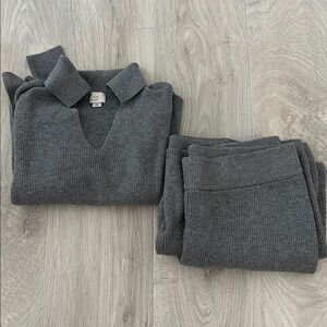 Gray Sweater and Cropped Pants Set